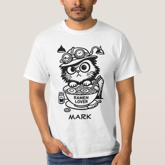 Stoompunk Kat Heren T-Shirt met Aangepaste Naam Gr (Voorkant)