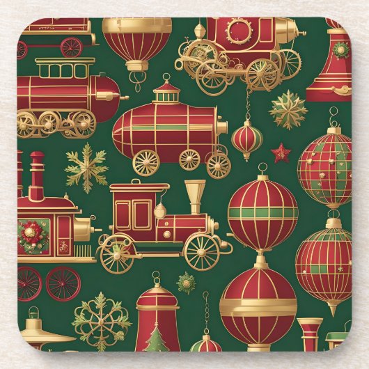 stoompunk kerst ornament coaster bier onderzetter (Voorkant)