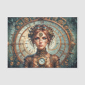 Stoompunk Koningin van Tijd en Horloges Tissuepapier (Voorkant)