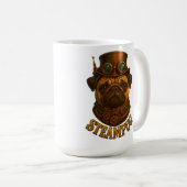 Stoompunk Pug Retro vintage ontwerp "Steampug" Koffiemok (Voorkant rechts)