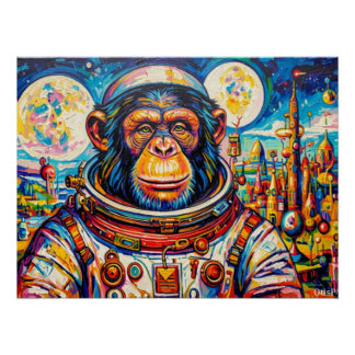 STOOMPUNK RUIMTEVAARDER-CHIMPANSEE PERFECT POSTER