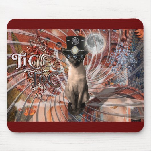 Stoompunk Siamese Kat Meezer Muismat (Voorkant)