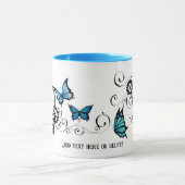 stoompunk Stam Blue Vlinders Tandwiel Werveling Mok (Midden)