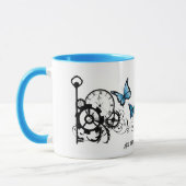 stoompunk Stam Blue Vlinders Tandwiel Werveling Mok (Links)