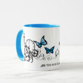 stoompunk Stam Blue Vlinders Tandwiel Werveling Mok (Voorkant links)