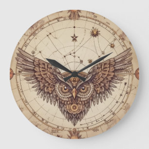 Stoompunk Uilen Vleugels Wandklok Vintage Mechan