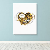 Stoompunkhart met een manometer canvas afdruk (Insitu (Houten vloer))