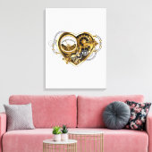 Stoompunkhart met een manometer canvas afdruk (Insitu (Woonkamer))