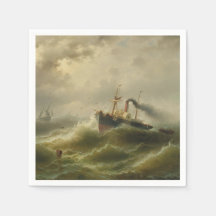 Stoomschip in een storm op de Noordzee