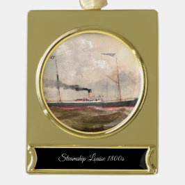 Stoomschip Louise 1800s Verguld Banner Ornament