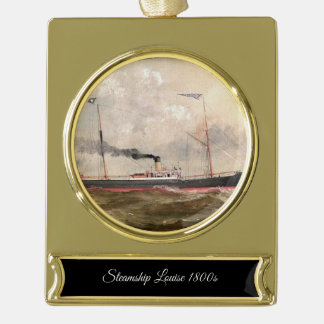 Stoomschip Louise 1800s Verguld Banner Ornament