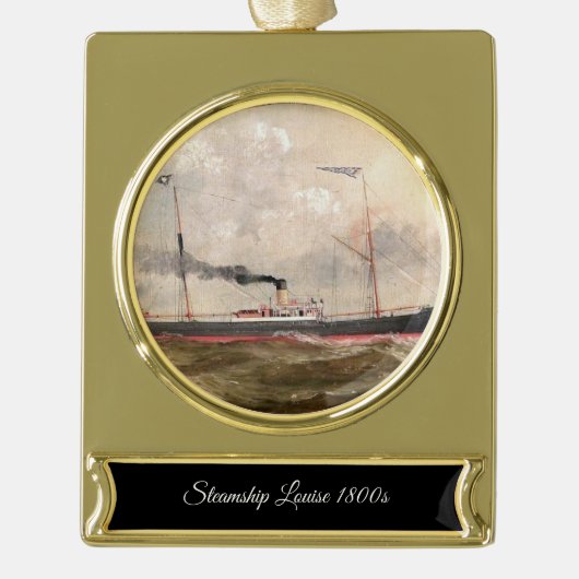 Stoomschip Louise 1800s Verguld Banner Ornament (Voorkant)
