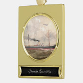 Stoomschip Louise 1800s Verguld Banner Ornament (Links)