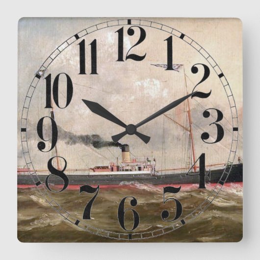 Stoomschip Louise 1800s Vierkante Klok (Voorkant)