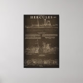 Stoomsleepboot HERCULES Blauwdruk 1907 Canvas Afdruk (Voorkant)