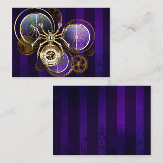 Stoomspinnenwebspin op paarse achtergrond contactkaartje (Voorkant / Achterkant)