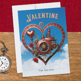 Stoomstempel Hartjes Tandwielen Romantische Valent Feestdagenkaart