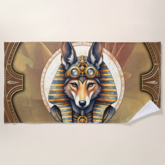 Stoomstijl Anubis Vos Portret Strandlaken (Voorkant)