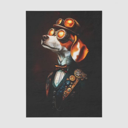 Stoomstijl Beagle Hond Portret EM2L Decoupage Tissuepapier (Voorkant)