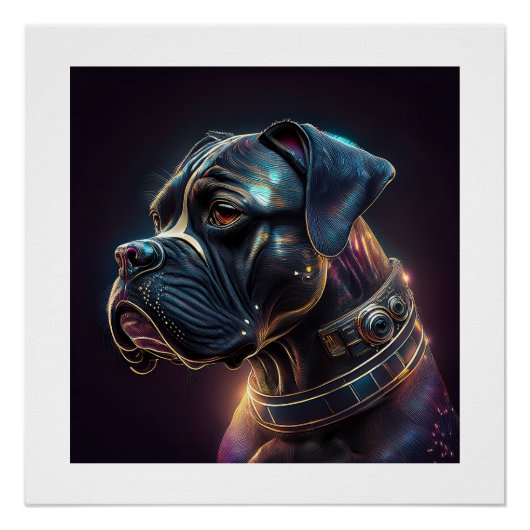 Stoomstijl Boxer Hond Perfect Poster (Voorkant)
