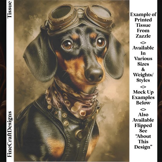 Stoomstijl Dachshund Hond Aviator EP7R Découpage Tissuepapier