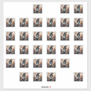 Stoomstijl dame met blauwe haren en hoge hoed sticker