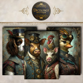 Stoomstijl Dierenportret Decoupage Collectie Inpakpapier Vel