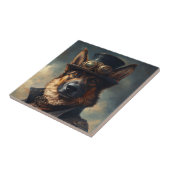 Stoomstijl Duitse herder met hoge hoed Tegeltje (Zijkant)