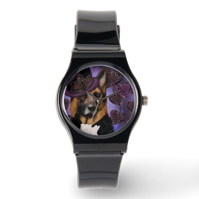 Stoomstijl Duitse Herdershond Horloge (Voorkant)