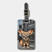 Stoomstijl Fennec Vos Gentleman bij Hatter Winkel Bagagelabel (Voorkant verticaal)