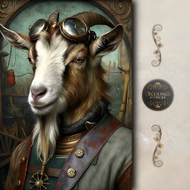 Stoomstijl Geit Whimsiek Oude Boerderij Decoupage Tissuepapier