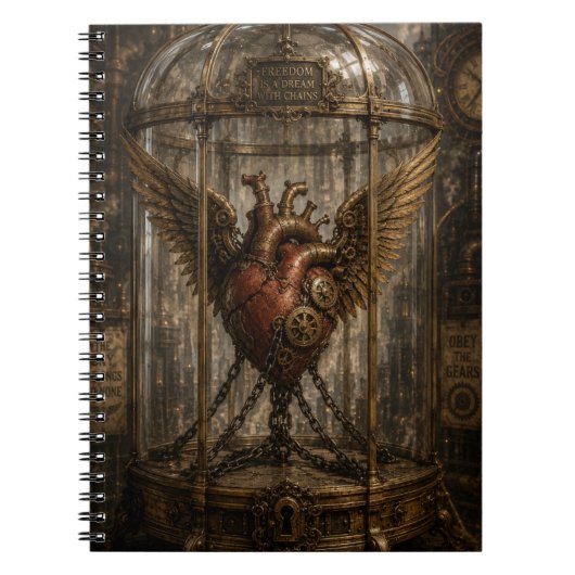 Stoomstijl geketende hart notitieboek (Voorkant)