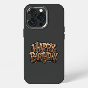 Stoomstijl gelukkige verjaardag lettering iPhone 13 pro hoesje