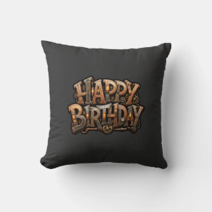 Stoomstijl gelukkige verjaardag lettering kussen