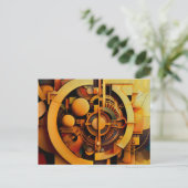 Stoomstijl Gouden Mechanisme Abstract Briefkaart (Staand voorkant)