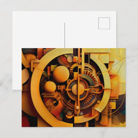 Stoomstijl Gouden Mechanisme Abstract Briefkaart (Voorkant / Achterkant)