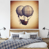 Stoomstijl-hete-luchtballonnen met schip  canvas afdruk (Insitu (Slaapkamer))