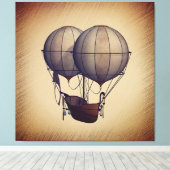 Stoomstijl-hete-luchtballonnen met schip  canvas afdruk (Insitu (Houten vloer))