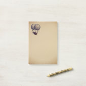 Stoomstijl-hete luchtballonnen met schip post-it® notes (Op bureau)