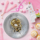 Stoomstijl hoofd met manometer papieren bordje (Feest)