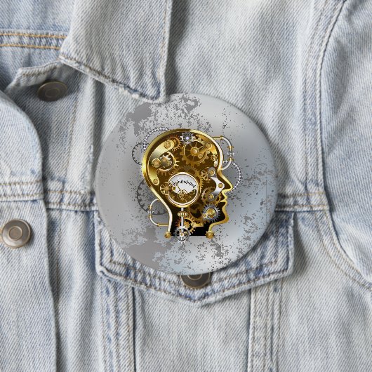 Stoomstijl hoofd met manometer ronde button 4,0 cm (In situ)