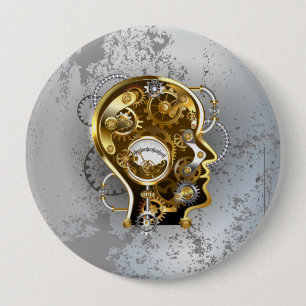 Stoomstijl hoofd met manometer ronde button 4,0 cm