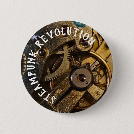 Stoomstijl horlogemechanisme ronde button 5,7 cm (Voorkant)