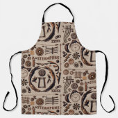 Stoomstijl Illustraties Patroon Bruin Schort (Voorkant)