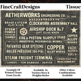 Stoomstijl Industriële Typografie Bord FA5 Découpa Tissuepapier