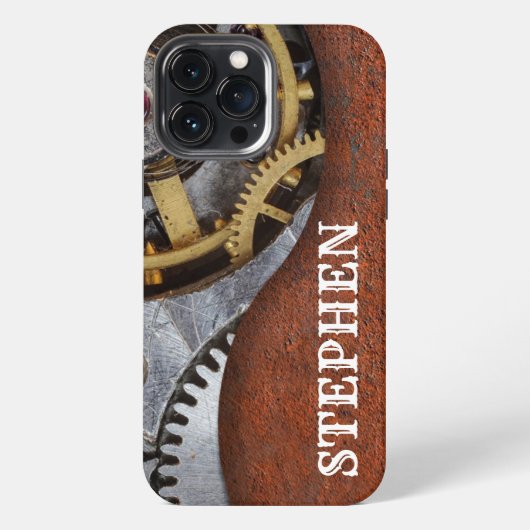 Stoomstijl Ingenieur Mechanische Tandwielen Roesti iPhone Hoesje (Achterkant)