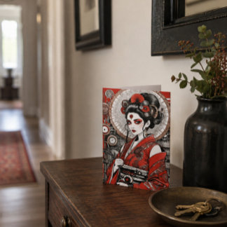 Stoomstijl Japanse Geisha Elegante Rode Zwarte Kun Kaart