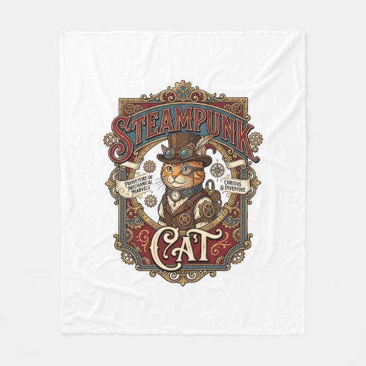 Stoomstijl Kat Kat Stoomstijl Vintage Fleece Deken (Voorkant)