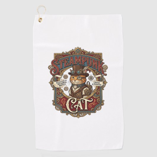 Stoomstijl Kat Kat Stoomstijl Vintage Golfhanddoek (Voorkant)