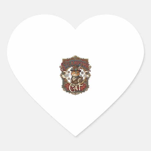 Stoomstijl Kat Kat Stoomstijl Vintage Hart Sticker (Voorkant)